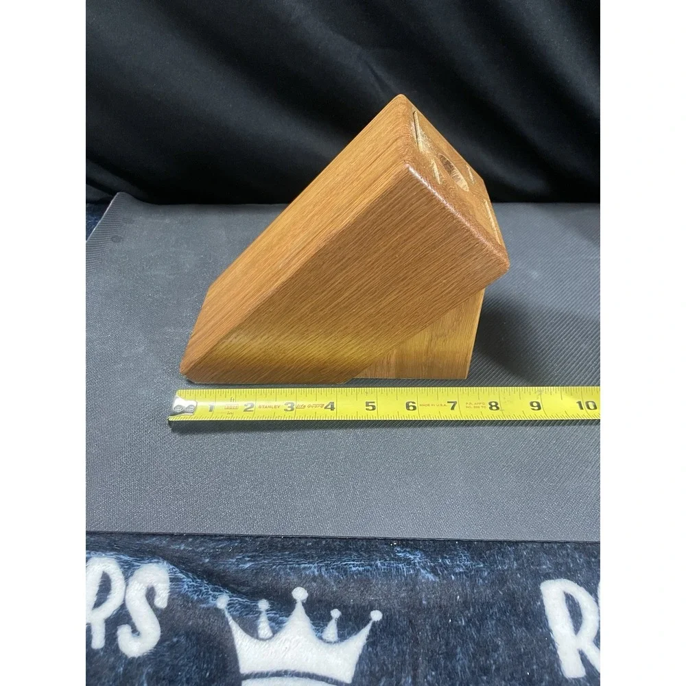 Cutco Knife Block‎ 4 Knife Slots 1 Steel Slot Solid Oak Wood Storage Countertop
